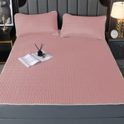 Dvkptbk Latex Bed Cover Natural Emulsion Mattress Topper Layer of Emulsion Foam Breathable Comfort Responsive Support Three-Piece Set Sheets Plus Two Pillowcases Bedding