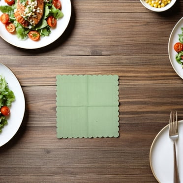 CRAFTHROU 100 Pcs Serviettes en Papier Décoratives Vertes Serviettes de Table Jetables Élégantes pour Événements de Fiançailles