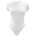 thumbnail image 5 of LUXUR Combinaison Femme Manches Courtes T-Shirt Body Col Rond Hauts Justaucorps Décontractés Couleur Unie Blanc m, 5 of 5