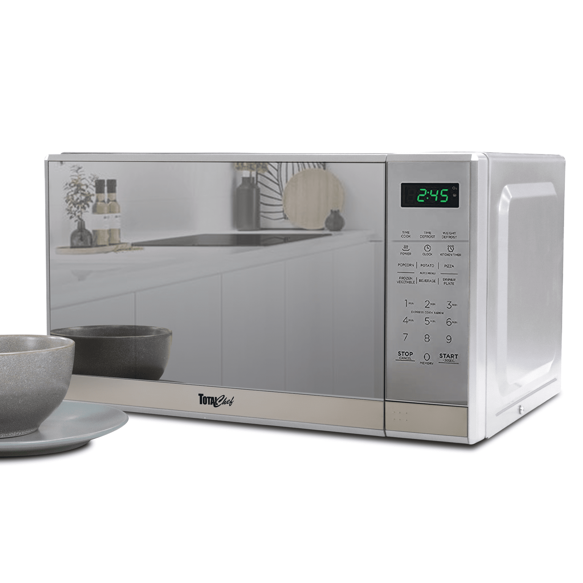 Total Chef Countertop Microwave Oven, 700W, 0.7 Cu Ft, Digital Touch Controls, Stainless Steel