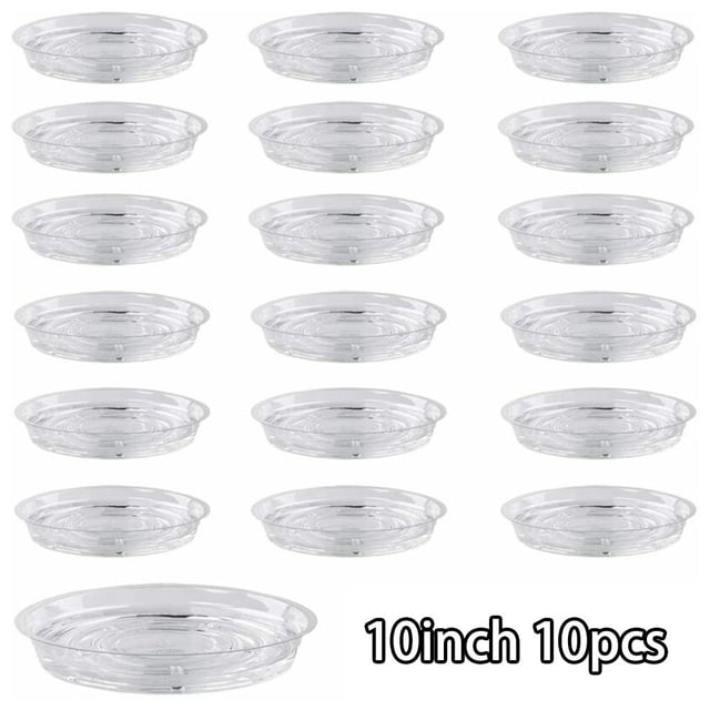 10pcs Garden Plant Saucer Drip Tray Round Pot Base Clear Snack Container PET