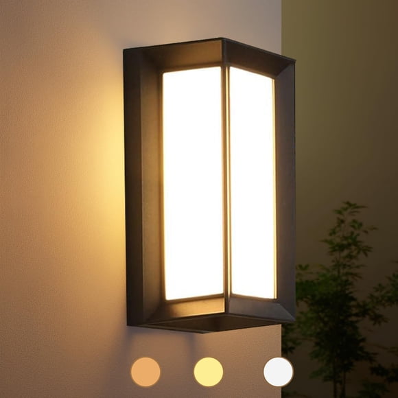 iYogaled Porch Lights Outdoor Light Fixture 12W Black Exterior Light Fixtures Wall Mount 3-Color-Temp Adjustable Wall Sconce IP65 Waterproof Outdoor Wall Lights for House Walkway Stairs