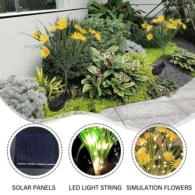 Boovnll Solar Garden Lights, Forty-Two LED Daisies Lights, For Yard, Gardens Decor