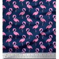 thumbnail image 1 of Soimoi Blue Rayon Fabric Flamingo Bird Decor Fabric Printed Yard 56 Inch Wide, 1 of 3