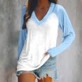 thumbnail image 2 of FAIWAD Women’s Color Block Tunic Top Long Sleeve Patchwork V Neck Plus Size Pullover Top, 2 of 4