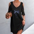 thumbnail image 1 of SMihono Robe d'Été Grande Taille pour Femmes 2023 Mode Femmes Décontractée Aguichant à Col en V Imprimé Dentelle d'Été à Manches Courtes Robe Mini, 1 of 9