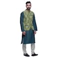 thumbnail image 2 of Atasi Kurta Pyjama Traditionnel Uni à Col Mandarin avec Ensemble de Veste Imprimée, 2 of 3