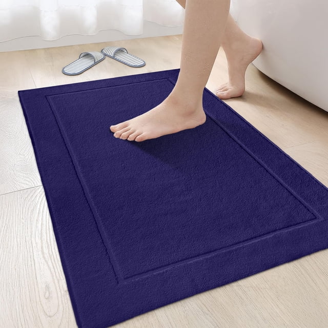 Canadian Linen Yukon Bath Mats, 2 Pack, 20"x34" Quick Dry Soft Absorbent Cotton Lightweight Shower Tub Mat Set for Bathroom Picture Frame Design, Plum