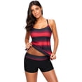 thumbnail image 3 of Haut de Tankini à Imprimé à Blocs de Couleur pour Femmes à Dos Croisé avec Short Garçon Maillot de Bain (M-TTTG), 3 of 5
