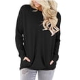 thumbnail image 2 of RKSTN Mode Femme T-Shirt à Manches Longues Col Rond Été Poche Solide Blouse Ample, 2 of 7