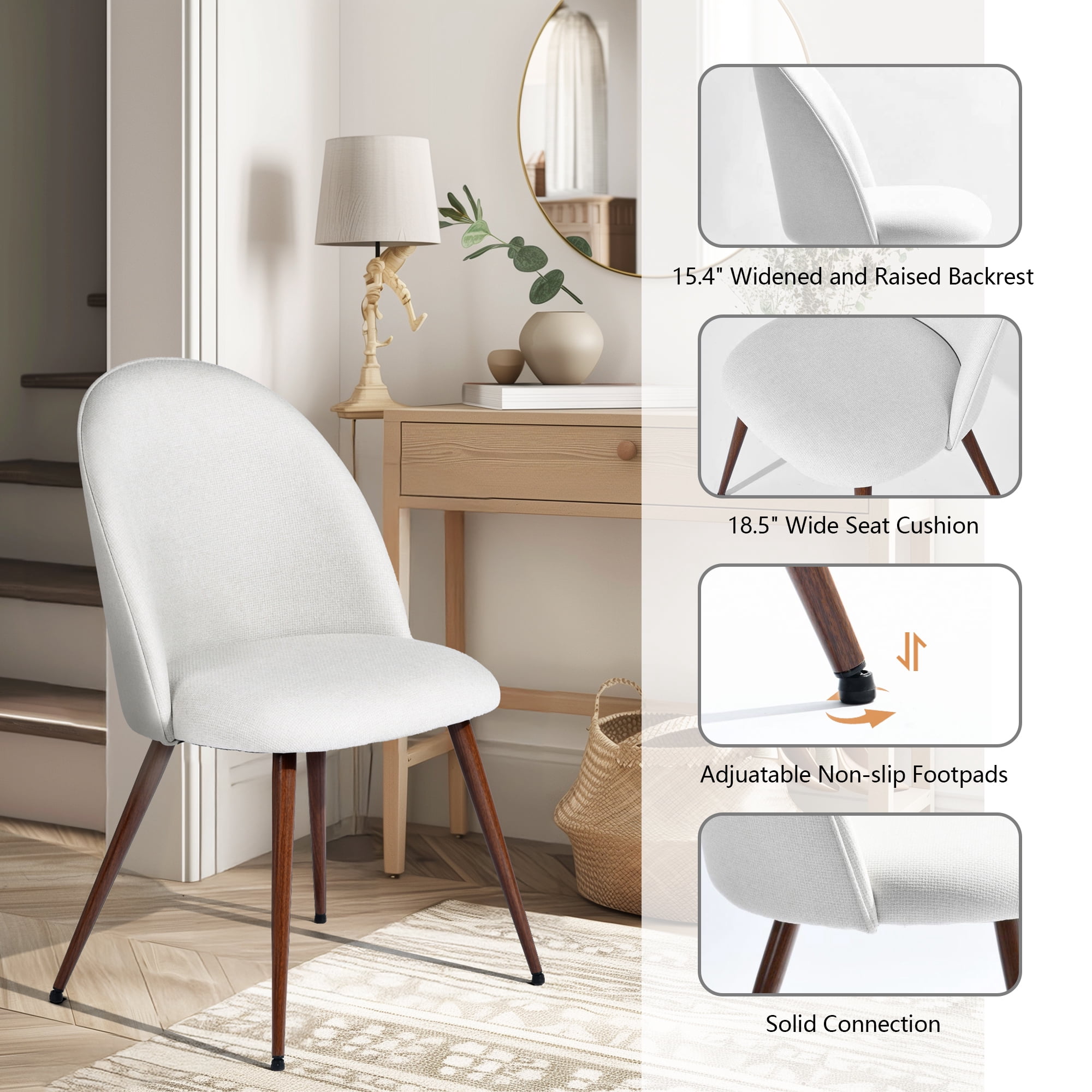Homy Casa Lot de 2 chaises de salle à manger rembourrées à dossier haut, style moderne, beige
