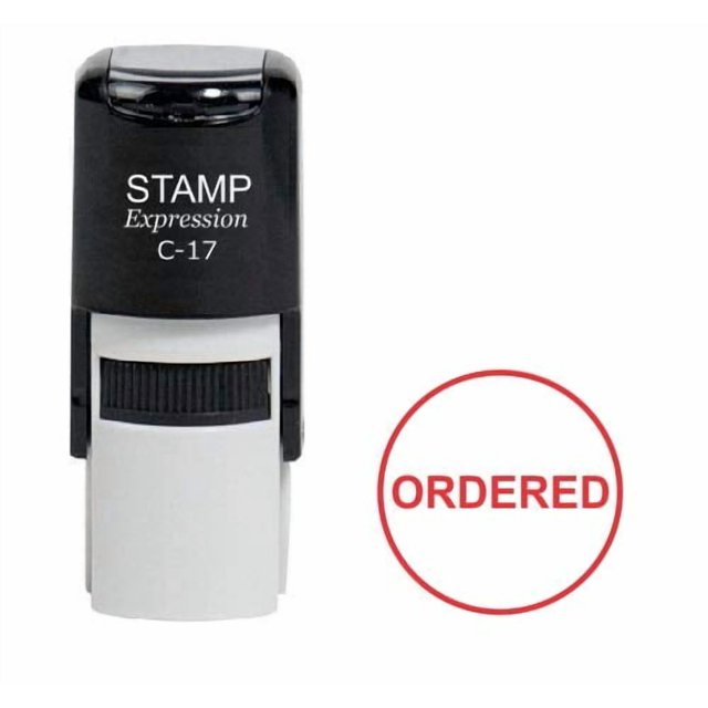 stampexpression - Ordered Round Office Self Inking Rubber Stamp - Red Ink (A-95)