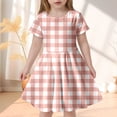 thumbnail image 2 of LUOGENLI Robe Mode pour Enfants à Carreaux Ajustée à Manches Courtes (6 14 Ans) Robe pour Filles Tendance Été Mini 8-9 Ans, 2 of 4