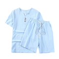 thumbnail image 2 of Weiqiqre Men's 2 Piece Outfits Linen Set Short Sleeve Shirt Top and Drawstring Waist Vacation Short Sets, 2 of 5