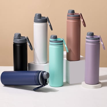 Bouteille d'Eau Isolée 9,84 X 2,56 X 2,56 Po, Flasque sous Vide en Acier Inoxydable avec Verrou de Température à 5 Couches, Couvercle Étanche pour les Déplacements et les Sports de Plein Air (Noir)