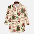 thumbnail image 2 of Pompotops Chemise à Manches Longues pour Hommes avec Boutons, Imprimé Père Noël, Col Rabattu, en Solde, 2 of 4