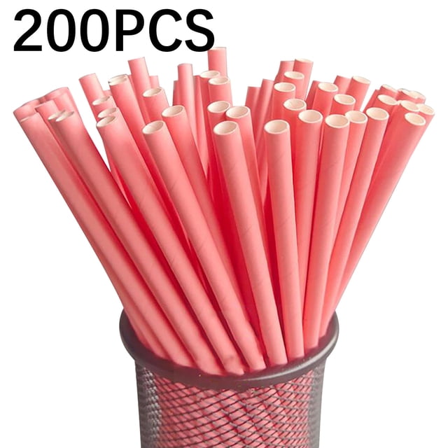 Teissuly Disposable Degradable Paper Straw Beverage Party Dessert Cake Decoration(200pc)