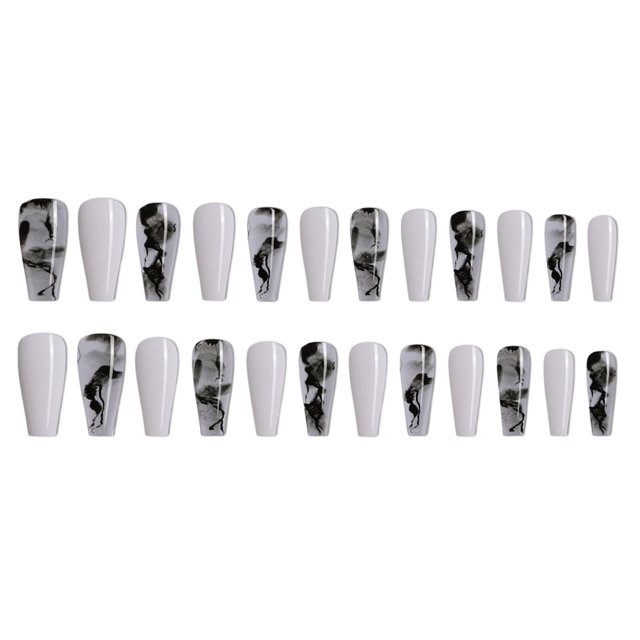 ruzhgo Length Coffin Fake Nail Scratch Resistant Press-on Fingernails Removable Trimble Nail Tip Adjustable Manicure Stickers Girls Type 1 Type 39