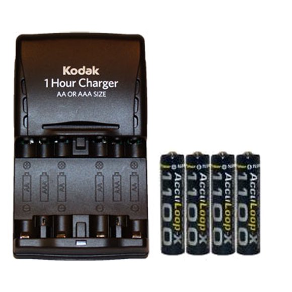 Kodak Smart Charger + 4 AAA AccuLoop-X NiMH Batteries (1100 mAh)