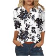 thumbnail image 2 of Hauts d'Été pour Femmes 2023 Mode Féminine Manches Trois-Quarts Col Rond Rétro Imprimé de Pâques Hauts Amples Blouse Bohème T-Shirt Grande Taille pour Femmes, 2 of 5