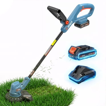SENIX 20V Battery Cordless Weed Eater String Trimmer, Straight Shaft, Auto Line Feed, 10 Inch Cutting Width Lawn Grass Edger Weed Wacker
