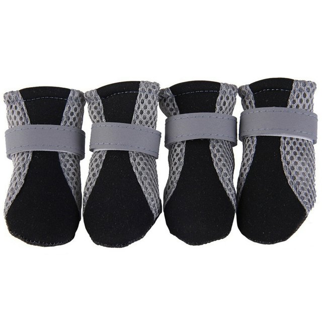 4Pcs Pet Dog Shoes Non-slip Soft Sole Breathable Mesh Adjustable Straps Boots