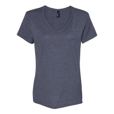 Hanes T-Shirt à Col en V Nano-T pour Femmes, TG, Charbon Chiné