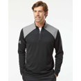 thumbnail image 4 of Adidas Mens Textured Mixed Media Quarter-Zip Pullover, L, Grey Three White, 4 of 4