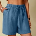 thumbnail image 2 of Annhoo Womens Plus Size Cotton Linen Shorts High Waisted Drawstring Wide Leg Solid Comfy Casual Shorts with Pockets, 2 of 7