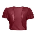 thumbnail image 4 of Kcodviy Women Solid Short Sleeve Cardigan Plus Cropped Bolero Open Front Long Length Sweaters for Women Chiffon Cardigan, 4 of 5