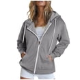 thumbnail image 1 of Timegard Zip up Hoodies for Women Long Sleeve Sweatshirt Fall Winter Solid Color Comfy Jacket with Pockets, 1 of 6