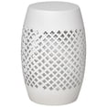 thumbnail image 1 of Outsunny 12.5" Outdoor Side Table, Round Hollow Drum End Table, White, 1 of 10