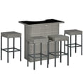 thumbnail image 1 of Outsunny 5 Pieces Patio Bar Set, PE Rattan Wicker Outdoor Bar Set, Grey, 1 of 10
