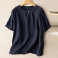 thumbnail image 2 of Timegard Tops for Women Trendy Round Neck Short Sleeve T Shirts Casual Button Solid Color Top, 2 of 3