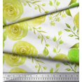 thumbnail image 3 of Soimoi Yellow Velvet Fabric Watercolor Floral Print Sewing Fabric BTY 58 Inch Wide, 3 of 3