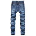thumbnail image 4 of cllios Jeans Coupe Ajustée Biker pour Hommes Usés Extensibles Déchirés Pantalon en Denim Skinny Détruit Mode Jeans Extensibles, 4 of 9