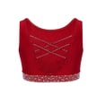 thumbnail image 2 of Hansber Enfants Filles Scintillant Sans Manches Danse Court Débardeurs Hip-Hop Rue Chandail Performance Tenue de Danse Bourgogne 8, 2 of 5