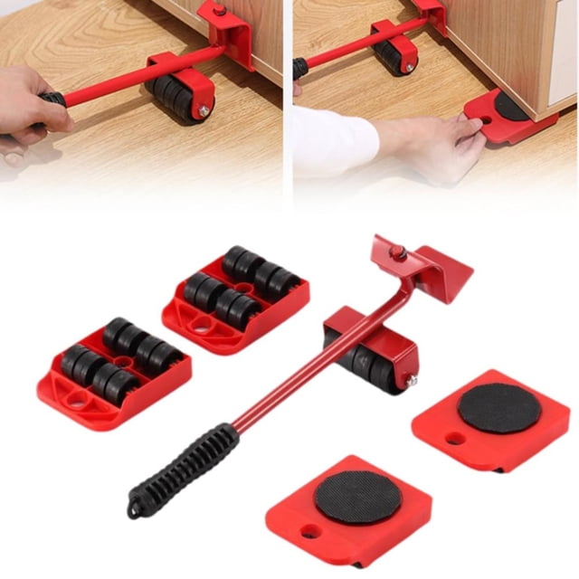 Furniture Lift Mover Tool Set with Adjustable Height Lifting Tool Lever & 4 Wheels, Furniture Mover Dolly Furniture Lifter Moving Sliders for Moving Heavy Furniture