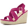 thumbnail image 1 of BLISSFUL STEP Sandales Compensées Espadrilles pour Femmes à Bride Cheville Croisée Rose Vif 8,5, 1 of 6