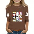 thumbnail image 2 of MKOSPLRT T-Shirts d'Halloween pour Enfants Filles Garçons Manches 3/4 Hauts Col Rond T-Shirts Graphiques Amusants Décontractés Amples T-Shirts de Sortie T-Shirts de Rentrée, 2 of 4