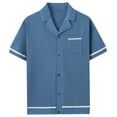 thumbnail image 4 of Dagugfen Mens T Shirts Button up Short Sleeve Lapel V Neck Fitted Breathable Comfy Casual Knit Tops, 4 of 9