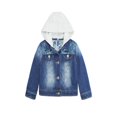 thumbnail image 1 of KIDSCOOL SPACE Little Girl White Detachable Hood Flower Embroidered Jean Jacket,White Cap,3-4 Years, 1 of 7