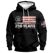 Patriotic Graphic Hoodie Pullover for Everyday Casual Streetwear with Adjustable Drawstring Comfort Soft Blend Material and USA- Print for Men's Hoodies & Sweatshirts