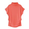 thumbnail image 1 of Blouse Décontractée en Coton à Manches Courtes Col Roulé pour Femmes, T-shirt Grande Taille, 1 of 2