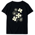 thumbnail image 4 of KIHOUT Nouveau Haut de Mode d'Été pour Femmes 2025, T-Shirt à Manches Courtes à Col Rond Décontracté à Imprimé Floral Noir P, 4 of 5