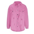 thumbnail image 4 of CEHVOM Veste en Denim à Manches Longues pour Femmes avec Franges et Trous Liquidation, 4 of 5