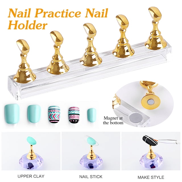 mtvxesu Nail Art Tools Acrylic Nail Display Stand Nail Tip Magnetic Nail Practice Stand Fingernail Sale