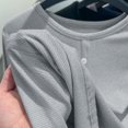 thumbnail image 4 of asjyhkr Womens Long Sleeve Shirts Ribbed Knit Cotton Tops Button Comfy Soft Stretchy Lightweight Tshirts, 4 of 5