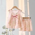 thumbnail image 3 of Zpanxa Ensembles pour Tout-Petites Filles Imprimé Camisole Robe Sans Manches et Shorts Floral Ensemble 2 Pcs 8-9 Ans, 3 of 4