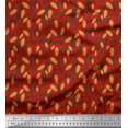 thumbnail image 3 of Soimoi Tissu Popeline de Coton Rouge Imprimé Floral Feuilles & Trèfle au Mètre 42 Pouces de Large, 3 of 5